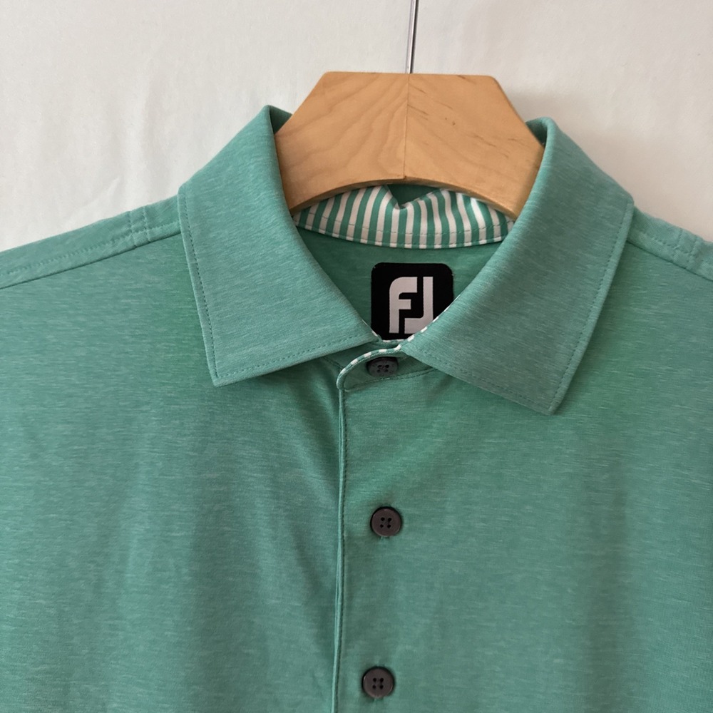 FootJoy Polo Mens Medium Green Heathered Golf Performance Stretch Shirt